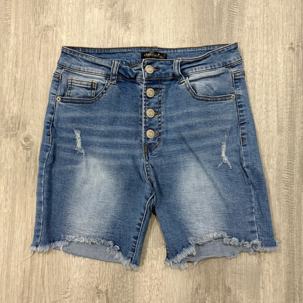 Chocolate Women’s Button Up Denim Jean Shorts